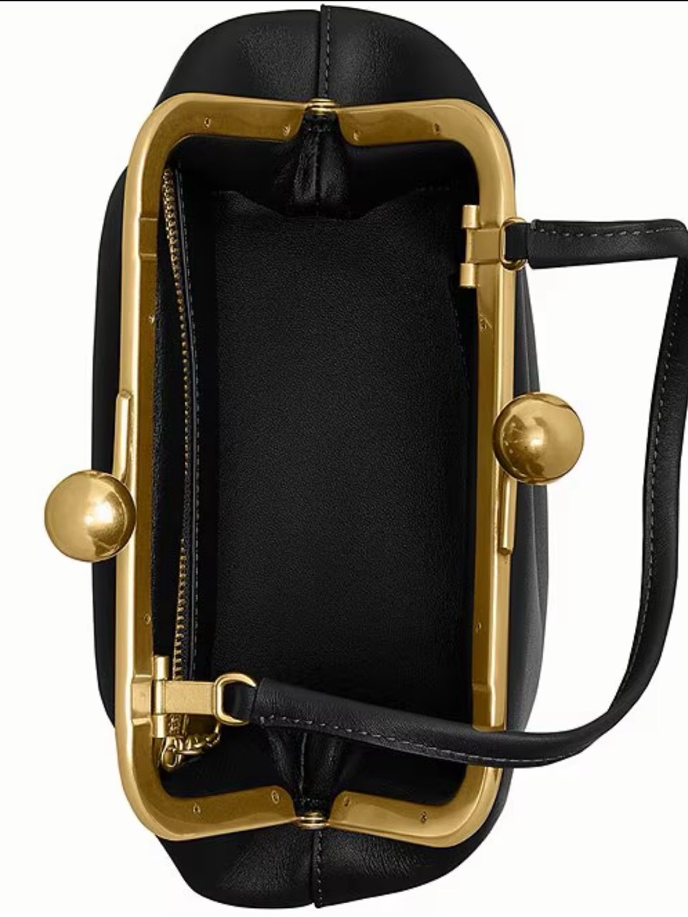 Coach Black Leather Kiss-Lock 16 Crossbody with Gold Frame - Picture 2 of 3
